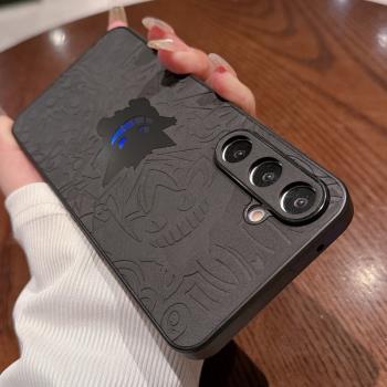 輕奢皮質適用三星A55手機殼galaxyA54新款黑色耿鬼samsung A15 5g高階感皮紋samsungA54全包防摔55超薄保護套