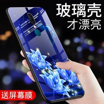 適用oppoA9手機玻璃殼新款oppoa9x個性創意超薄矽膠全包防摔保護套唯美時尚網紅女士潮牌高階手機殼藍蝶戀花