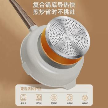 輕巧不沾煎炒鍋平底小炒鍋不粘鍋家用無煙多功能小號超輕電磁爐鍋