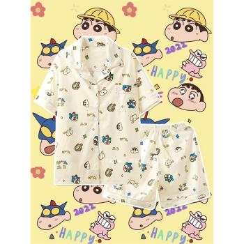 日系卡通蠟筆小新同款睡衣女夏季短袖網紅ins可愛甜美家居服套裝