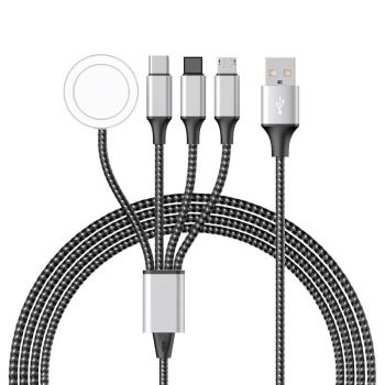將頓USB+Type C拖一二三數據線無線充電器適用蘋果iPhone14手錶iwatch1/2/3/4/5/6/7/8/9安卓四合一充電線