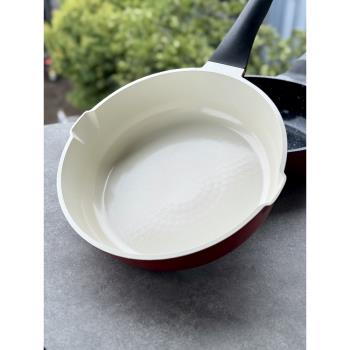 虞媽媽 品牌特價 陶瓷加深平底加厚煎鍋炒鍋家用 燃氣電磁爐通用