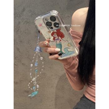guanview ins童話海底美人魚公主掛墜適用iPhone16ProMax蘋果15手機殼13全包矽膠12補妝鏡面11夏14卡通防摔套