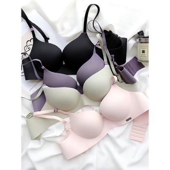英倫冰絲 純色無鋼圈內衣女學生小胸聚攏收副乳美背無痕文胸套裝