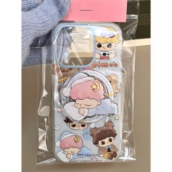 泡泡瑪特卡磁吸支架適用S20三星S24ultra手機殼A55/Note20軟A22 5G/A53/A54全包S10矽膠s23可愛S23FE卡通S21+