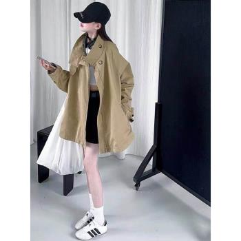 女童風衣外套2025新款春秋裝兒童洋氣時髦中大童女孩春秋裝上衣潮