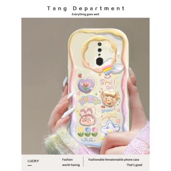 適用oppoa9手機殼a9x保護套全包防摔不透明水滴殼矽膠PCEM00軟殼PCAT10防滑女流行0ppoa9x時尚新款塗鴉公仔