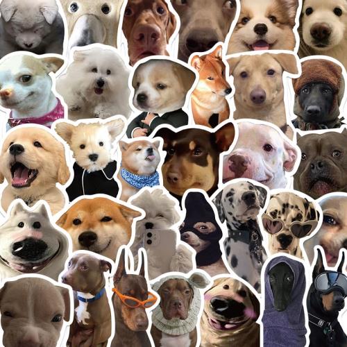 50張熱門狗表情包貼紙搞笑沙雕手機殼電腦ipad行李箱貼畫防水筆記本