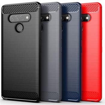LG Q61|LMQ630N個性商務碳纖維拉絲軟矽膠全包防摔滑手機殼保護套