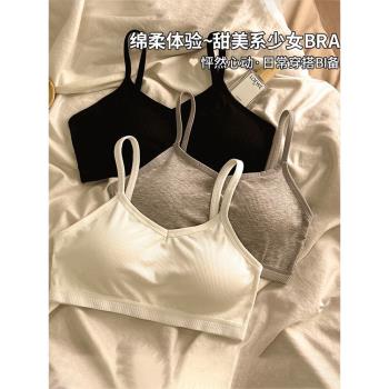 新款內衣女無鋼圈聚攏運動吊帶背心抹胸式一體裹胸文胸罩少女學生