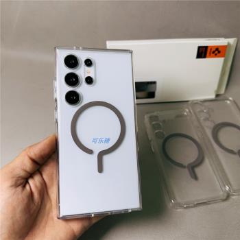 Spigen適用三星精孔透明手機殼s25ultra/s24ultra透明亞克力s24+plus全包防摔s24矽膠保護套外殼新款硬殼邊軟