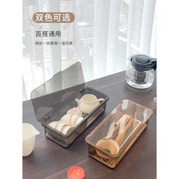 茶具收納盒桌面防塵帶蓋放功夫茶杯裝茶葉碗茶壺可疊加儲存置物架