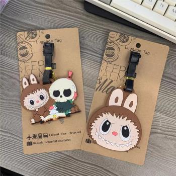 可愛LABUBU軟膠行李牌行李箱包防丟託運識別吊牌託運牌登機牌掛件