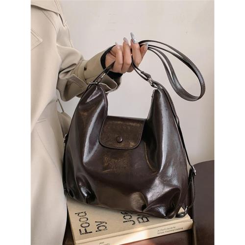 設計感復古大容量包包女2025新款秋冬季通勤雙肩后背包單肩托特包