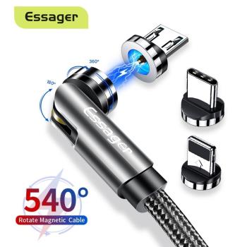 Essager540度旋轉磁吸數據線三合一圓形盲吸磁性充電線彎折磁吸線