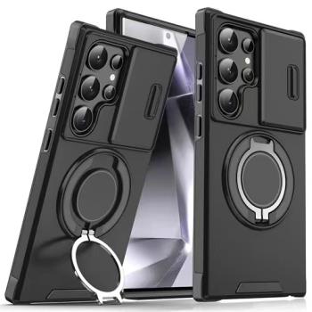 推拉窗三星S24防摔手機殼GalaxyS25/S23/S21/S20FE磁吸無線充指環支架S22ultra全包保護套s23plus男女保護殼