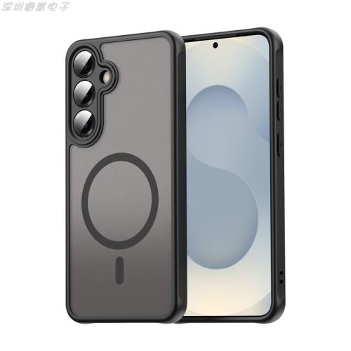 適用三星A55冰霧磨砂膚感防滑手機殼A35全包鏡頭s24FE四角防摔s25edge商務保護套s25slim軍工護盾Magsafe磁吸