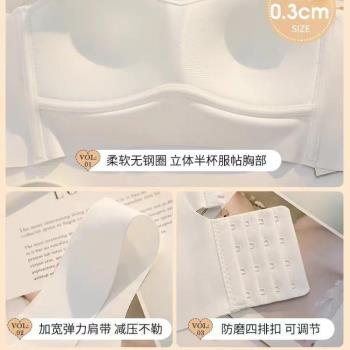 Tiktok薄款夏日海鹽一片式純色少女無鋼圈無痕水紋前扣內衣文胸罩