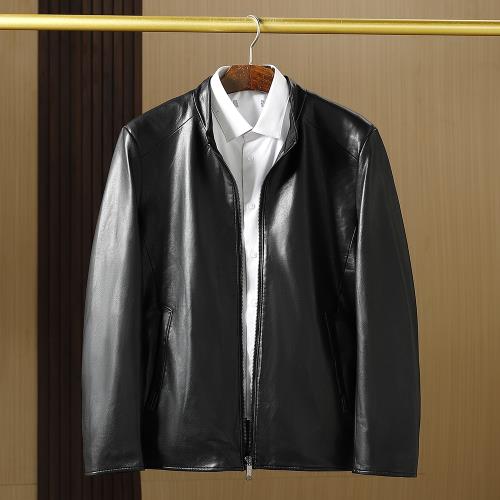 超軟水洗皮！加絨立領皮衣男外貿剪標冬季厚款防風防水保暖皮外套