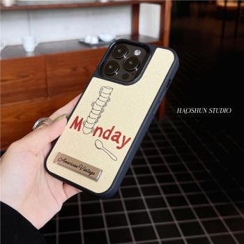 週一喝咖啡適用於三星s21ultra蠶絲紋全包硬殼S23+/S24ultra磨砂手機殼s21/s22ultra小眾創意防摔s22/s21/s24