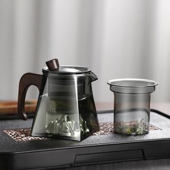 玻璃茶壺高檔木把泡茶壺2025新款耐高溫煮茶壺茶水分離杯茶具家用