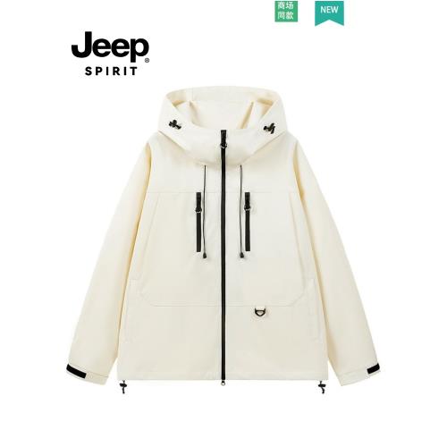 JEEP SPIRIT外套男款春秋季連帽寬松登山服夾克潮流運動沖鋒衣女