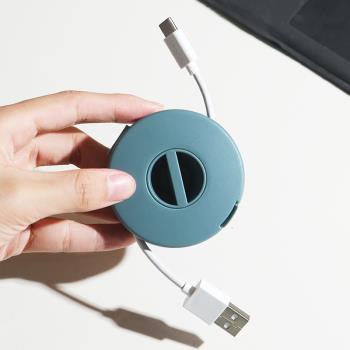 手動旋轉卷線器理線固定收線器繞線器伸縮耳機數據線充電線收納盒
