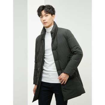 品牌剪標羽絨服男裝中長款白鴨絨保暖大衣厚防風防水加絨男士外套