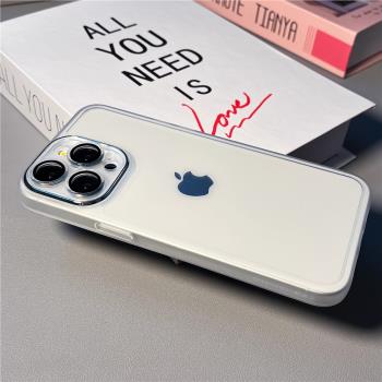 15高階感帶鏡頭膜一體殼適用iphone16透明純色15promax手機殼11/12promax透明14全包小眾網紅男女13防摔軟殼