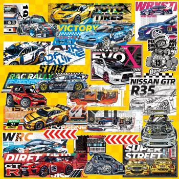 原創潮流動漫F1拉力賽賽車改裝車JDM行李箱貼紙筆記本電腦平板汽車摩托車電動車頭盔劃痕玻璃門裝飾貼畫防水