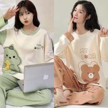100%睡衣女春秋長袖純棉2025新款秋冬季學生可愛女士大碼家居服套