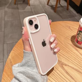 奶茶色邊框蘋果12promax手機套iphone11手機殼13防摔x軟矽膠透明xsmax創意情侶xr女8plus新款15全包14por適用