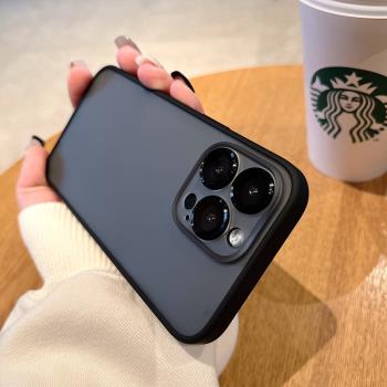 磨砂膚感自帶鏡頭膜適用蘋果15promax手機殼16新款iphone13高階感14plus透明保護套12全包11防摔ProMax女男