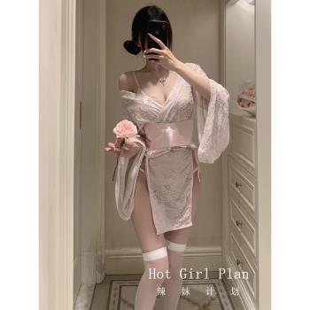 神明少女*純欲性感日式和服三點式情侶趣味內衣制服qqny睡衣浴袍