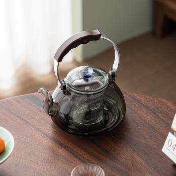 緣宿玻璃煮茶壺圍爐煮茶電陶爐專用耐熱玻璃茶壺蒸汽煮茶器兩用