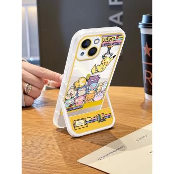 寶可夢娃娃機適用三星note20手機殼s10+新款s22ultra隱形支架s21fe全包a54高階感a73卡通a42防摔a52創意a34