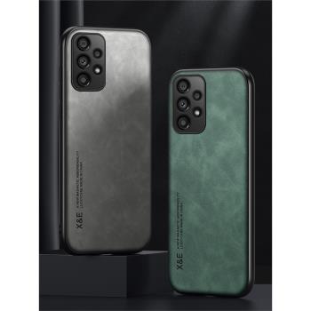 適用三星A55手機殼新款Galaxy A50S輕奢Samsung A54全包A53防摔A52軟羊巴紋皮A51吸磁高檔男女商務潮保護套5g