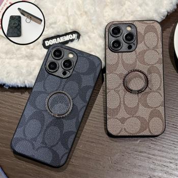 適用三星A42手機殼A34旋轉支架A32便攜A30S指環扣GalaxyA35折疊A20E復古A25小眾A21S皮質A23簡約防摔保護套