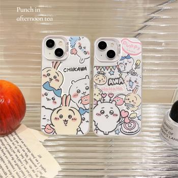 卡通烏薩奇吉伊卡哇適用蘋果16手機殼iphone15promax新款彩銀13/14plus防摔硬殼12/11高階感情侶XR女8p/se3男
