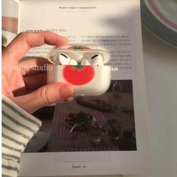 韓國ins小眾可愛磨砂番茄軟殼適用 Airpods1/2代新4/3代Airpods pro耳機殼無線藍牙耳機殼保護套磨砂軟殼