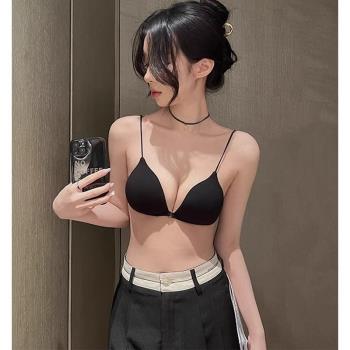 美背前扣內衣女超薄款夏季小胸聚攏法式三角杯無痕細帶文胸比基尼