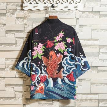中國風男裝夏季薄款漢服外套復古風仙氣青年大碼短袖唐裝防嗮衣潮
