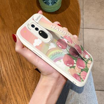 適用OPPOA9手機殼手腕帶小清新花朵K12Plus鏡頭全包A11X軟矽膠K10pro小眾支架高階k9s皮k7保護套女新款防摔A8