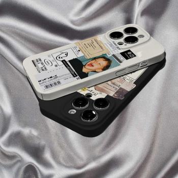 墨鏡標簽黑適用蘋果14手機殼套新款iPhone13高階感15Pro硬殼光面菲林11Promax男女生12mini全包防摔外殼plus
