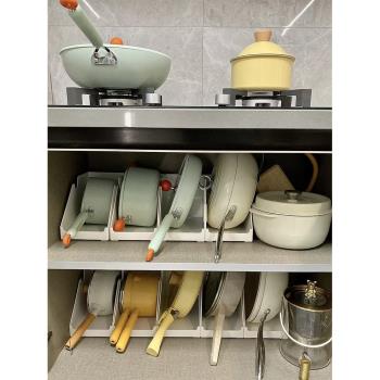 鍋蓋鍋具斜口收納盒廚房平底鍋炒鍋鍋鏟櫥櫃水槽下收納置物架神器