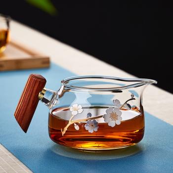 木柄新款高硼矽大小玻璃公道杯