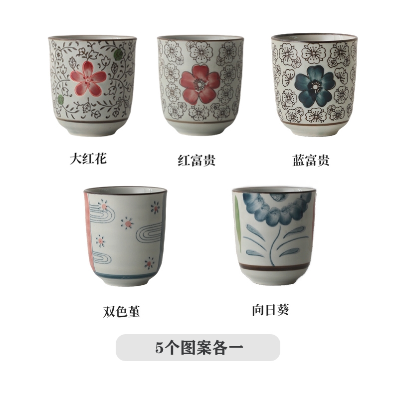主人杯青花瓷日式陶瓷茶杯帶蓋茶碗復古咖啡杯喝茶小杯子豬口杯|茶杯