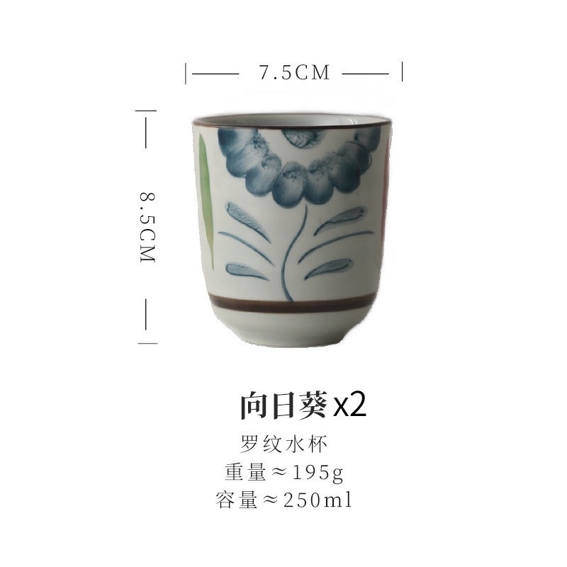 純手工・純手描き 青花染付 主人杯 茶杯 茶器 主人杯青花瓷日式陶瓷茶杯帶蓋茶碗復古咖啡杯喝茶小杯子豬口杯|茶杯