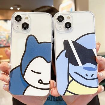 可愛卡通傑尼龜適用蘋果14promax手機殼iphone13卡比獸12全包11女16軟矽膠8plus透明xsmax防摔7創意15u保護套