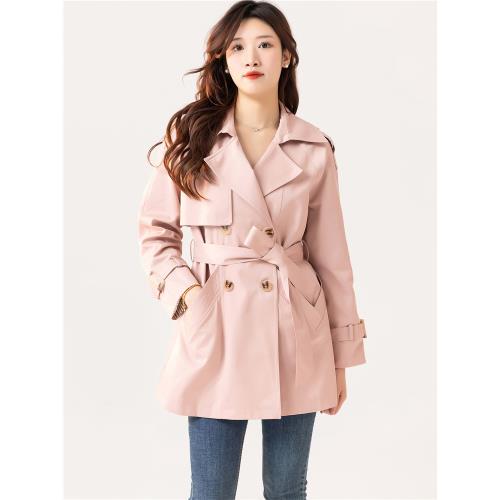 特價瑞景媛24C016休閑雙排扣風衣外套女2024秋顯瘦時尚純色上衣